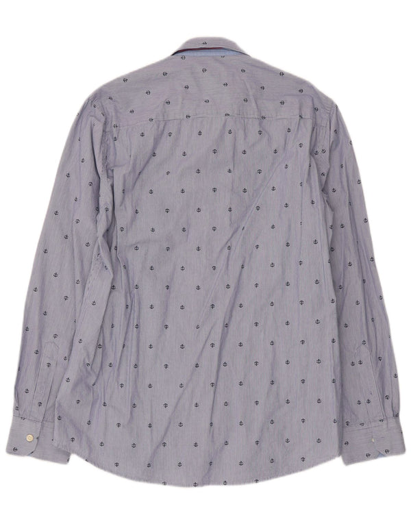 PEPE Jeans Camicia da uomo con vestibilità regolare, modello astratto, grande gessato blu