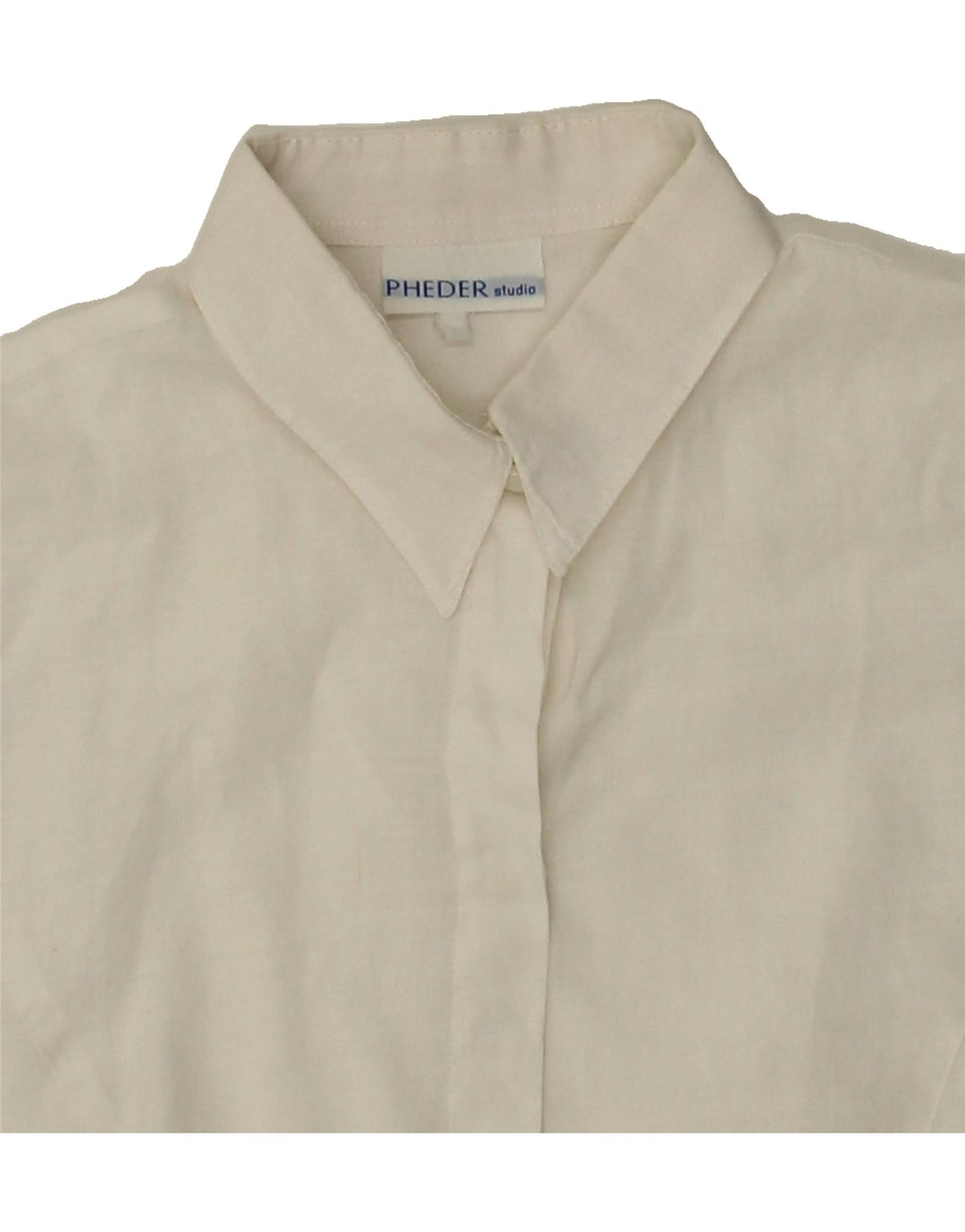 PHEDER Womens Sleeveless Shirt UK 14 Medium White Ramie Vintage Pheder and Second-Hand Pheder from Messina Hembry 