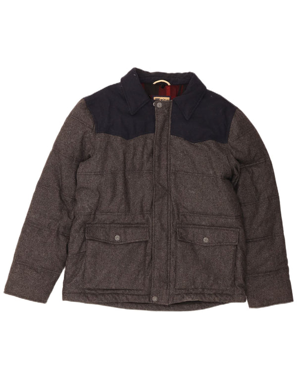 Marks & Spencer Mens Padded Jacket UK 41 Large Grey Colourblock Wool