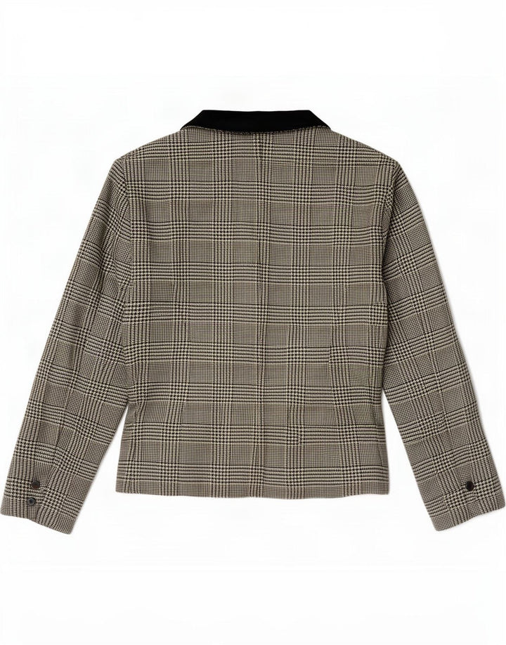 Jaqueta blazer feminina vintage com peito duplo IT 42 Houndstooth preto médio