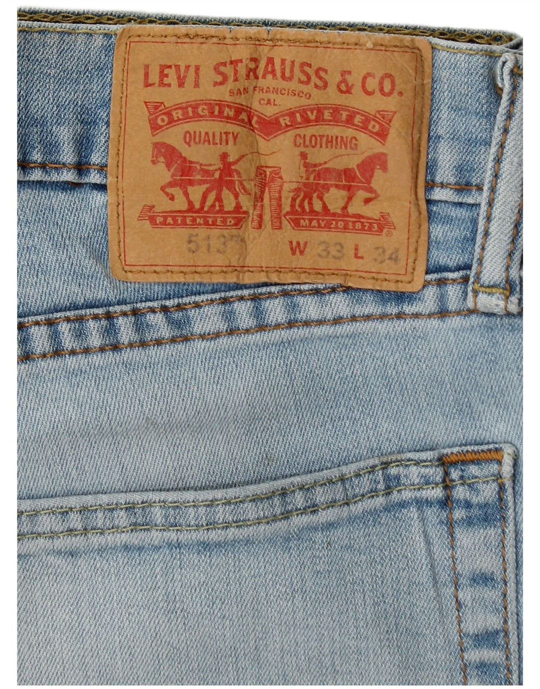 LEVI'S Mens 513 Straight Jeans W33 L26 Blue Cotton