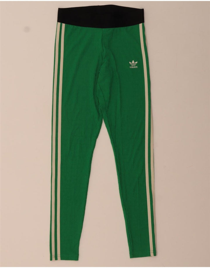 ADIDAS Womens Leggings UK 8/10 Small  Green Colourblock Polyester