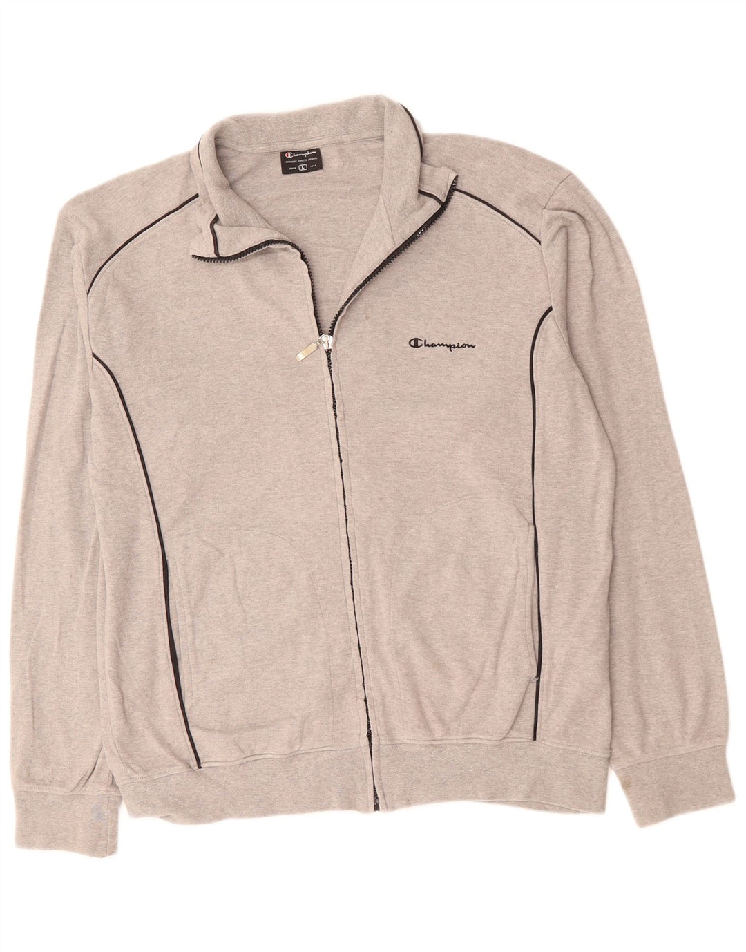 Giacca da tuta da uomo CHAMPION grande in cotone grigio