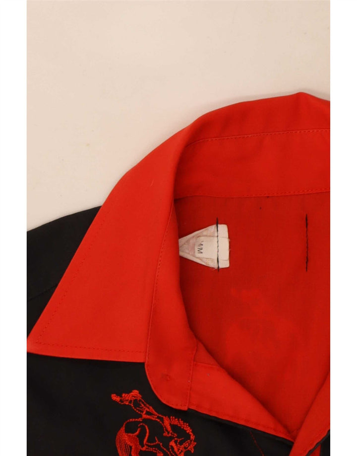 Vintage Mens Western Shirt Medium Red Colourblock Polyester