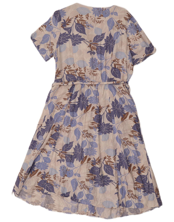 Marks & Spencer Womens Short Sleeves Shirt Dress UK 16 Large Blue Floral