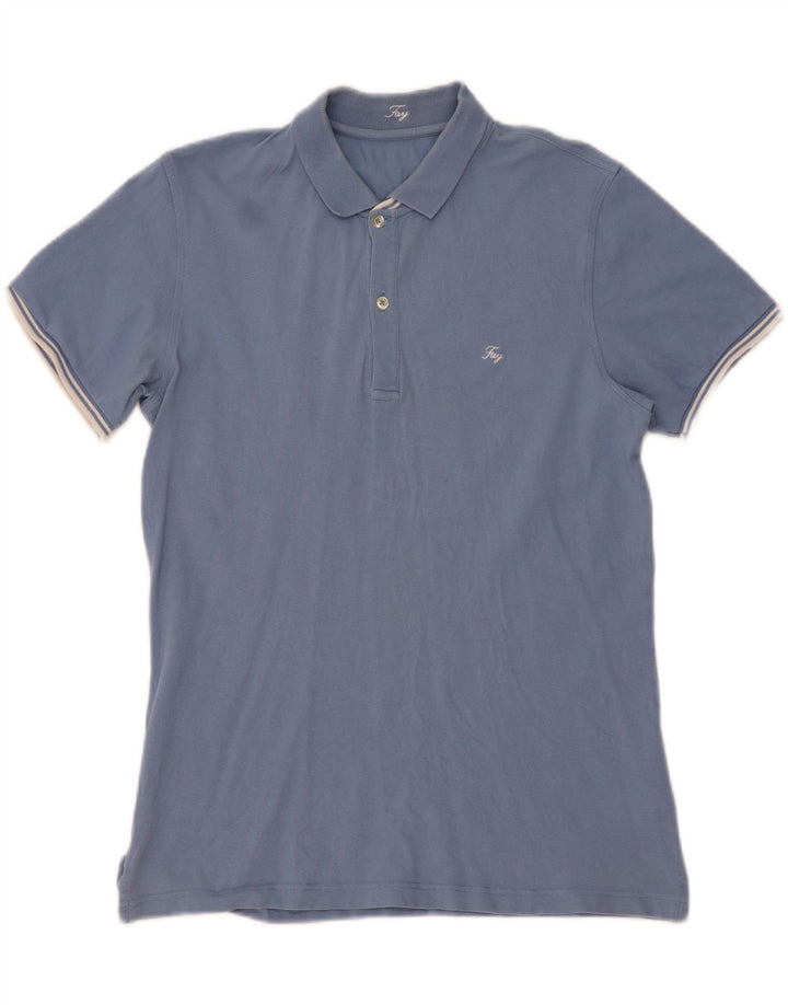 Fay Mens Polo Shirt Large Blue Cotton