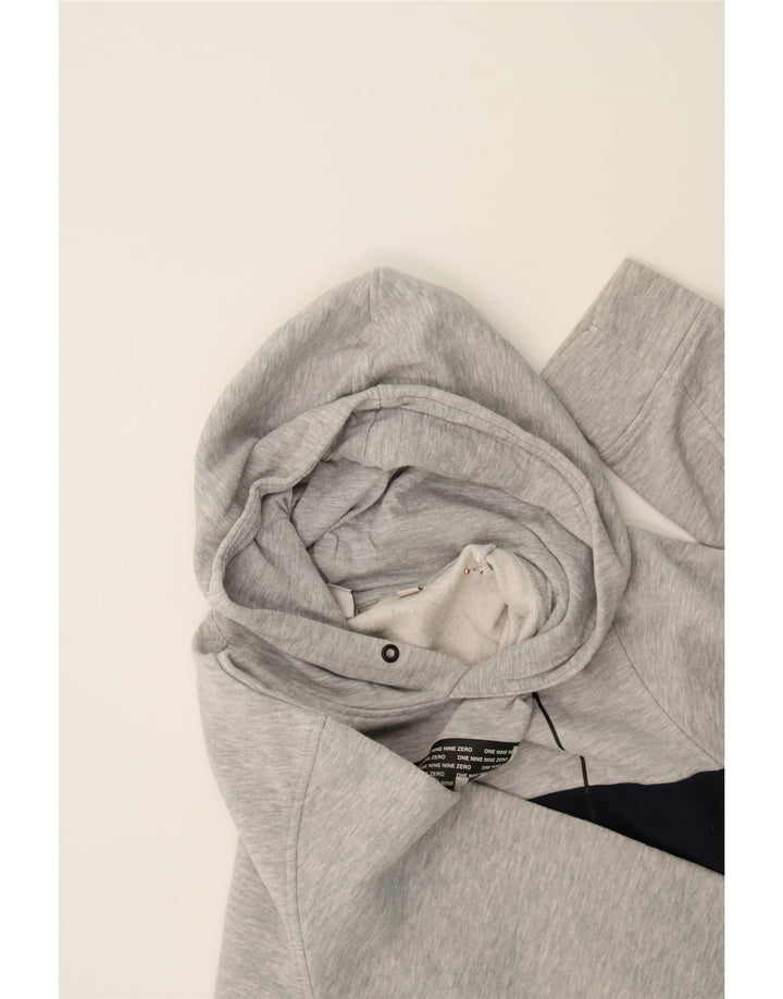 JACK & JONES Mens Graphic Hoodie Jumper Large Grey Colourblock Polyester Vintage Jack & Jones and Second-Hand Jack & Jones from Messina Hembry 