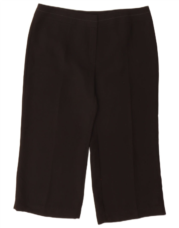 Marks & Spencer Womens Capri Trousers UK 16 Large W34 L24 Black Polyester