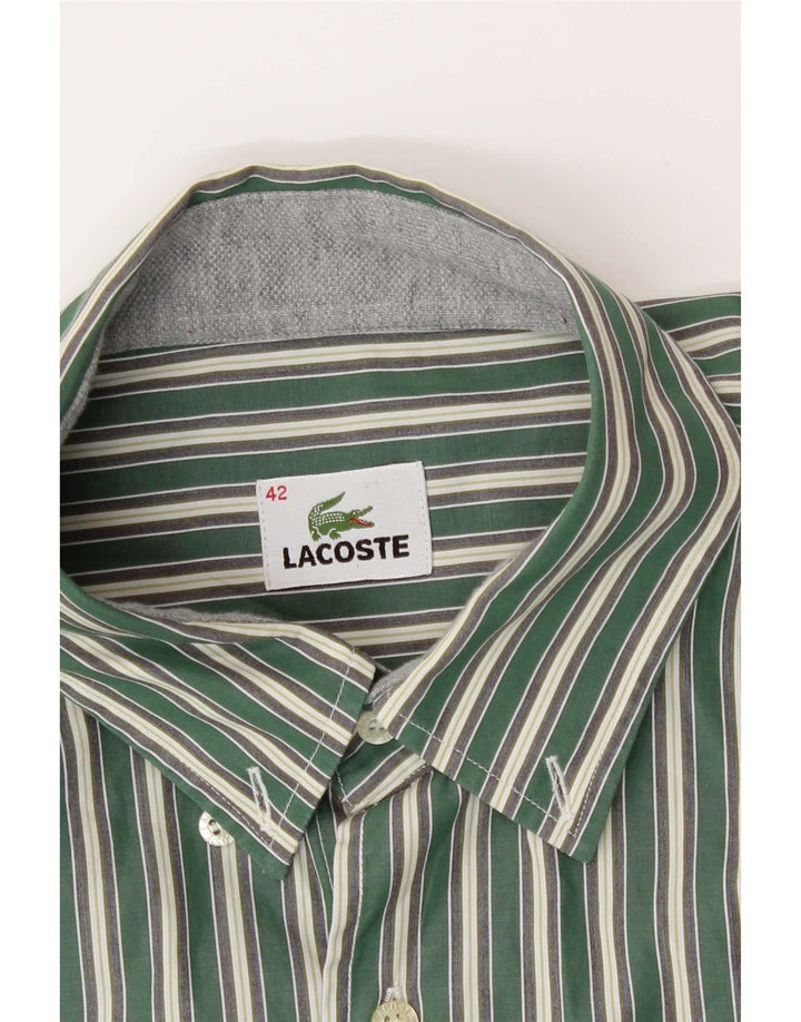 Lacoste Mens Shirt Size 42 Large Green Striped