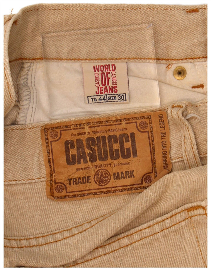CASUCCI Mens Straight Jeans W30 L33 Beige Cotton