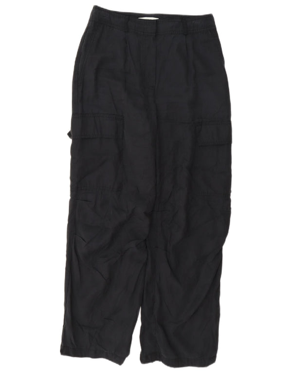 Zara Calça Cargo Feminina Solta Fit Reino Unido 8 Pequeno W27 L26 Azul Marinho Modal