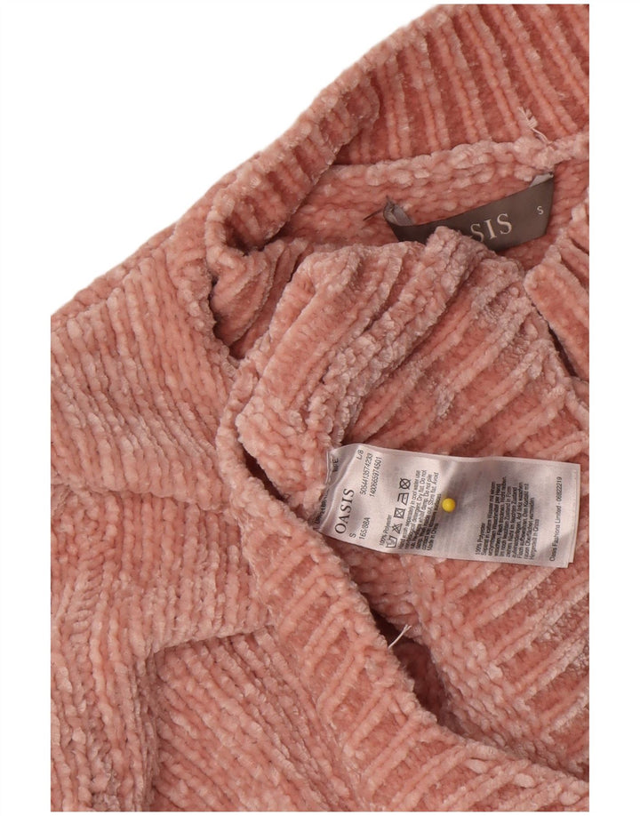 Oasis Womens Crop Turtle Neck Jumper Sweater UK 10 Small Pink Polyester