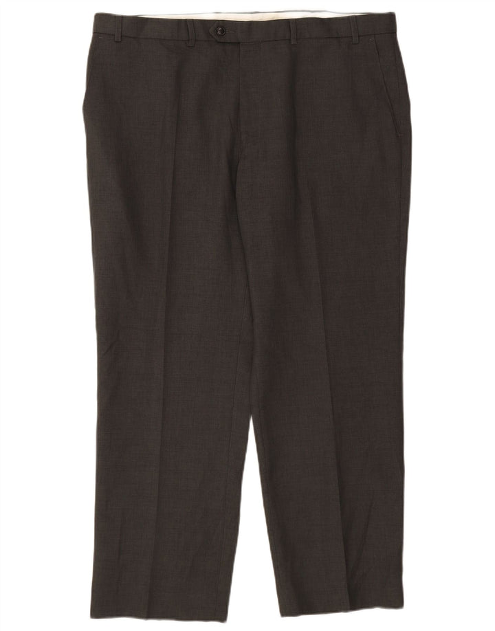 Marks & Spencer Mens Straight Suit Trousers W40 L29 Grey Polyester