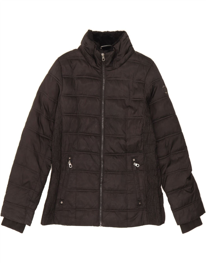 NAUTICA Womens Hooded Padded Jacket UK 14 Medium Black Polyester Vintage Nautica and Second-Hand Nautica from Messina Hembry 