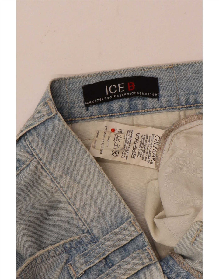 Iceberg Mens Cargo Denim Shorts W36 Large Blue Cotton