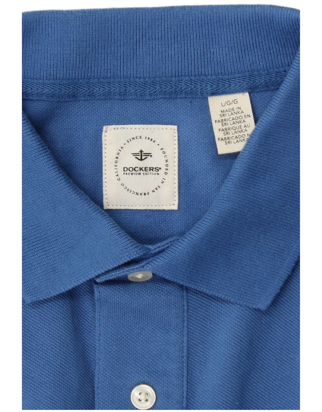 DOCKERS Mens Polo Shirt Large Blue Cotton