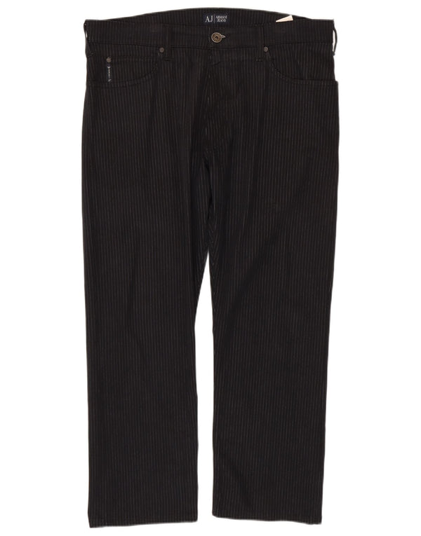 Pantaloni casual dritti da uomo Armani W40 L27 cotone gessato blu navy