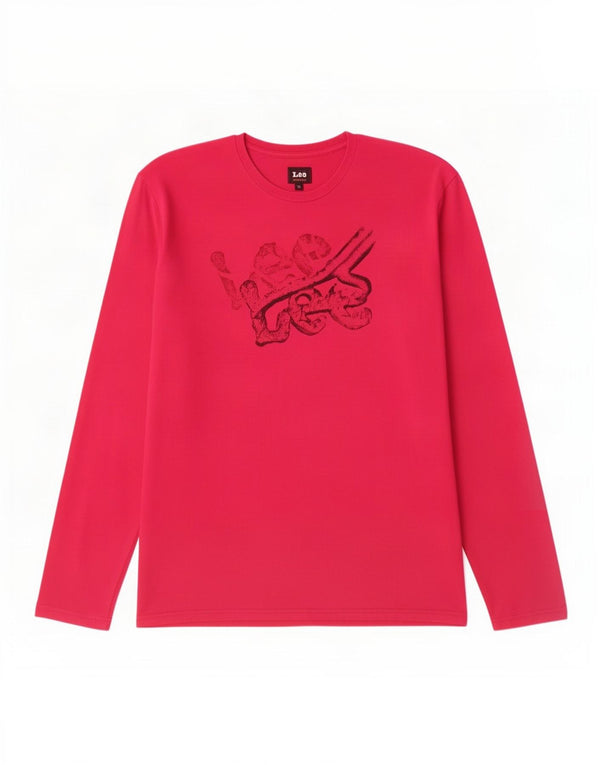Lee Top grafico da donna a maniche lunghe UK 18 XL Cotone rosa