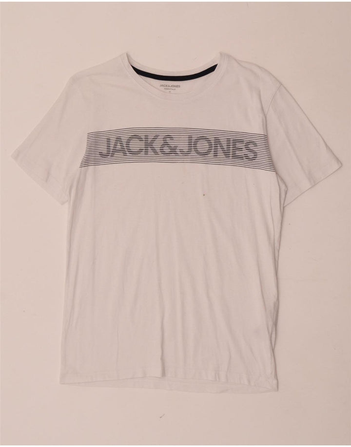 Jack & Jones Mens Graphic T-Shirt Top Medium White Cotton