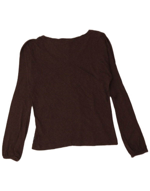 Armani Jeans Top grafic pentru femei cu mânecă lungă UK 16 mare bumbac maro