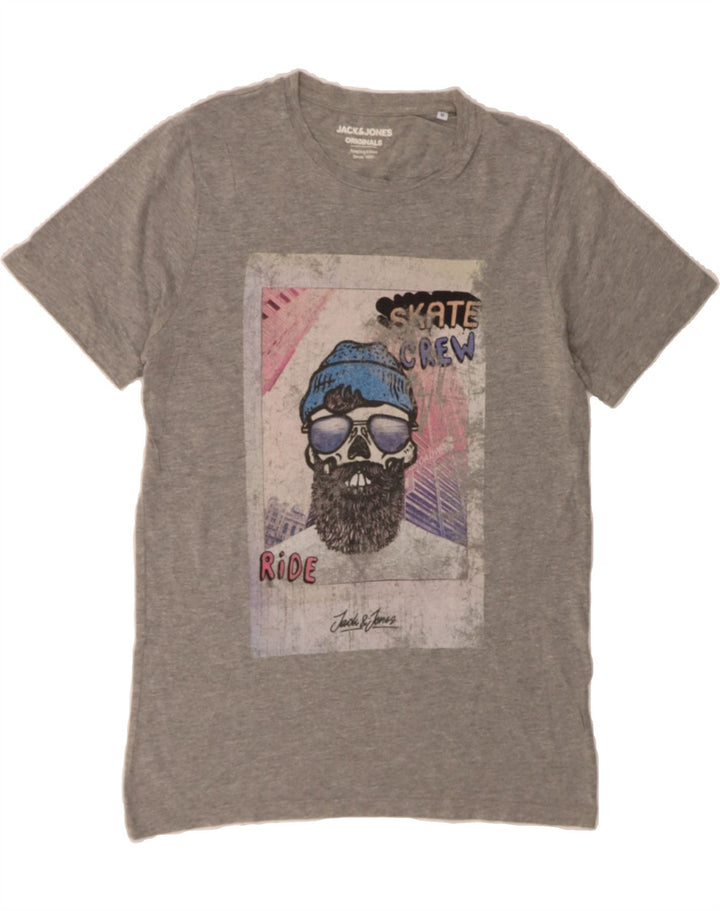 JACK & JONES Mens Graphic T-Shirt Top Medium Grey Cotton Vintage Jack & Jones and Second-Hand Jack & Jones from Messina Hembry 
