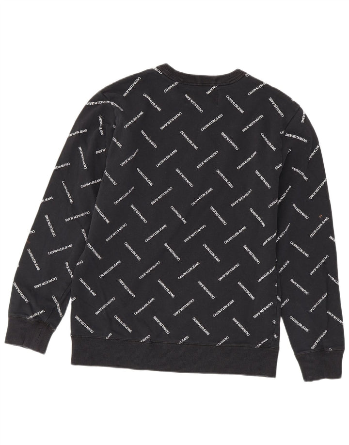 CALVIN KLEIN JEANS Mens Graphic Sweatshirt Jumper Medium Black Cotton