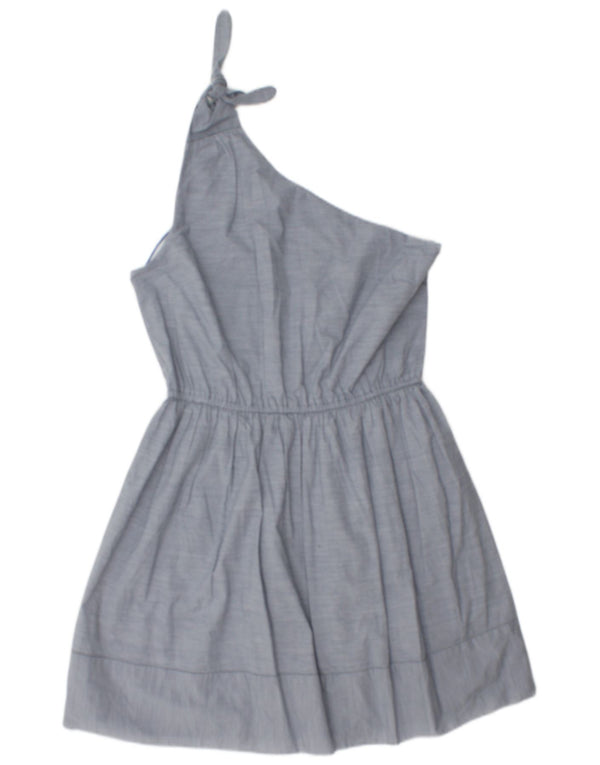 Abercrombie & Fitch Womens One Shoulder Dress UK 14 Large Blue Cotton