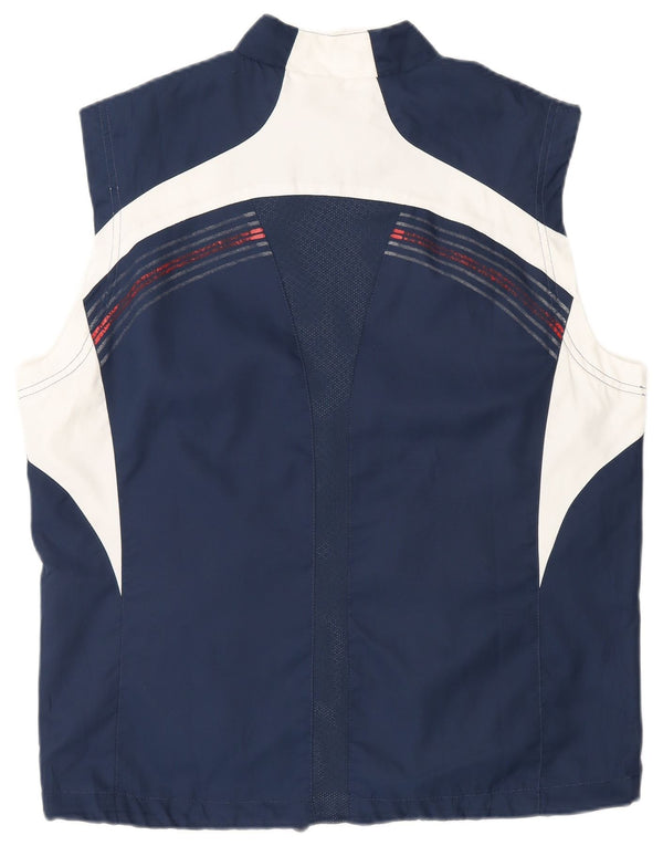 Asics Mens Sleeveless Tracksuit Top Jacket Large Navy Blue Colourblock
