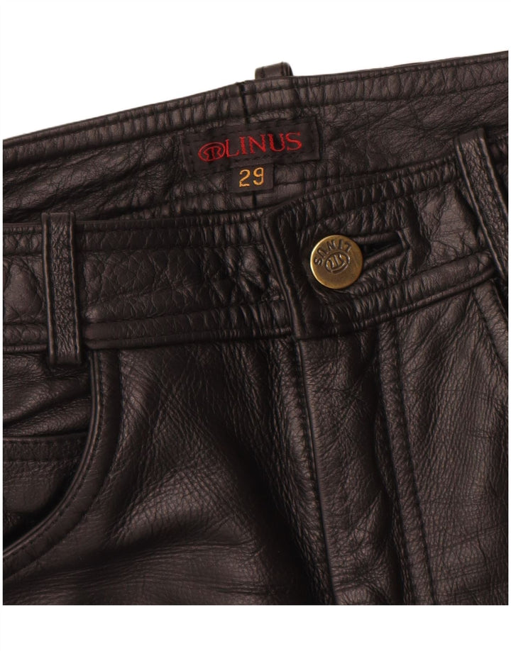 Linus Womens Slim Leather Trousers W29 L33 Black Leather
