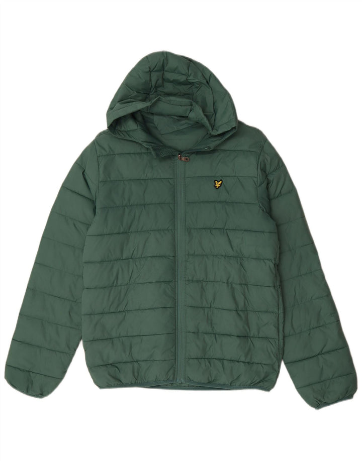 Lyle & Scott Boys Hooded Padded Jacket 15-16 Years Green Polyamide
