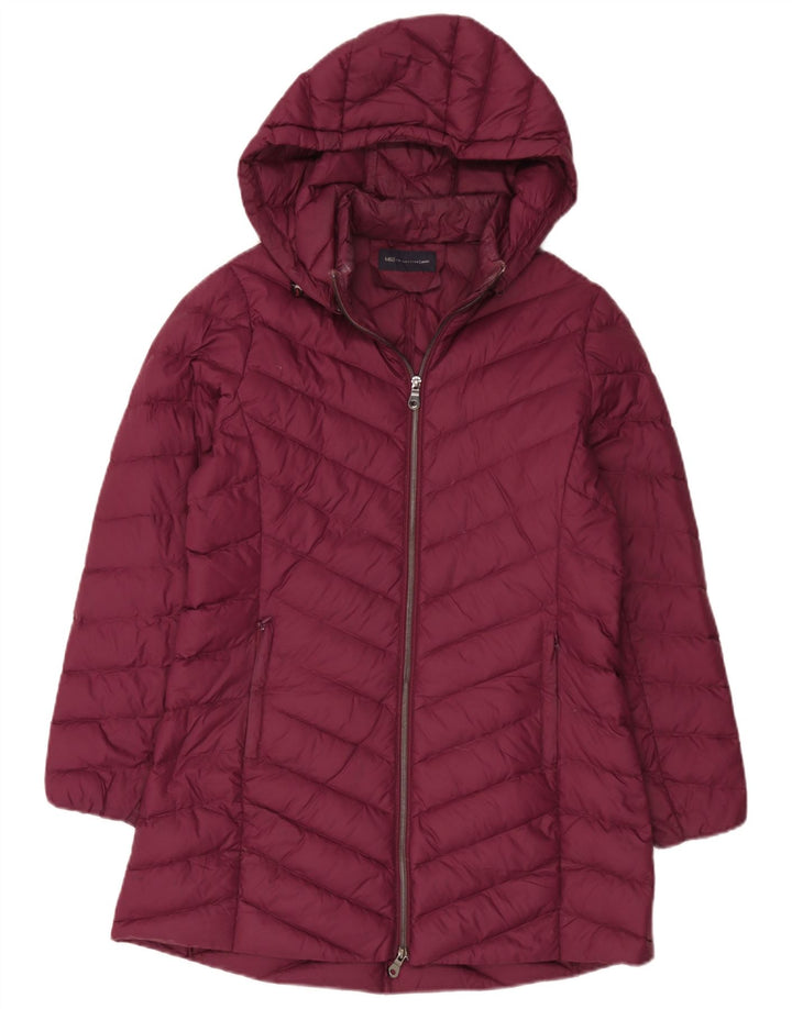 Cappotto imbottito con cappuccio da donna Marks & Spencer UK 12 Poliammide bordeaux medio
