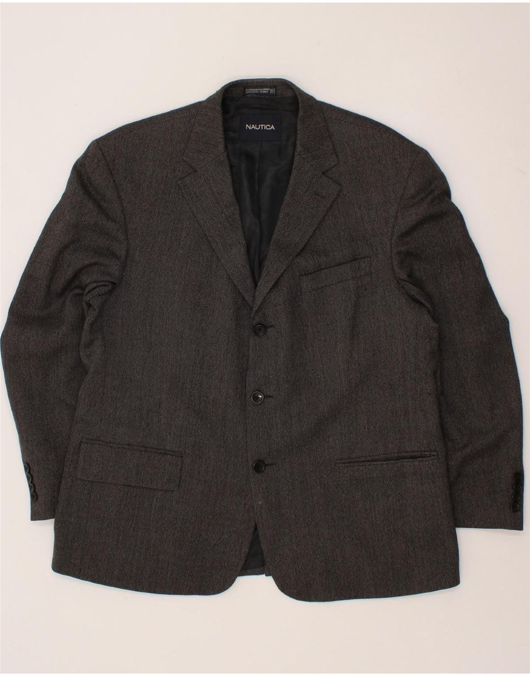 NAUTICA Mens 3 Button Blazer Jacket Size 43 XL Grey Wool Vintage Nautica and Second-Hand Nautica from Messina Hembry 