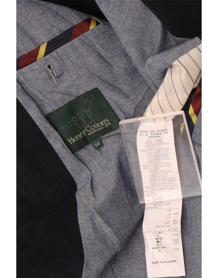 Henry Cottons Veste blazer à 2 boutons pour homme IT 50 Large Bleu marine en coton