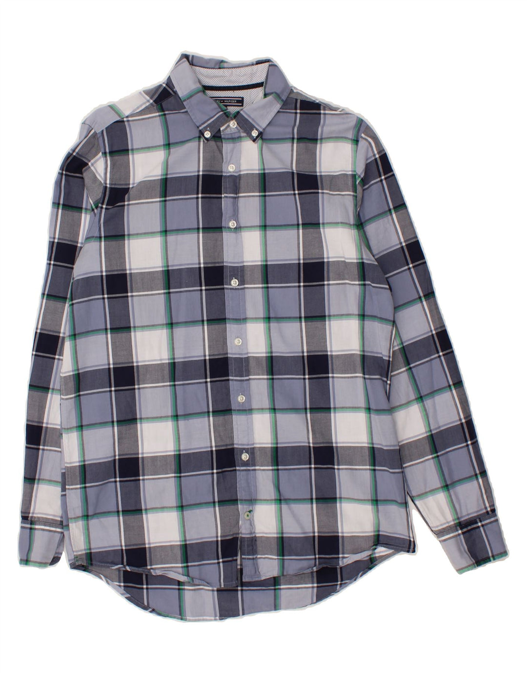 TOMMY HILFIGER Mens Slim Fit Shirt Medium Blue Check Cotton Vintage Tommy Hilfiger and Second-Hand Tommy Hilfiger from Messina Hembry 