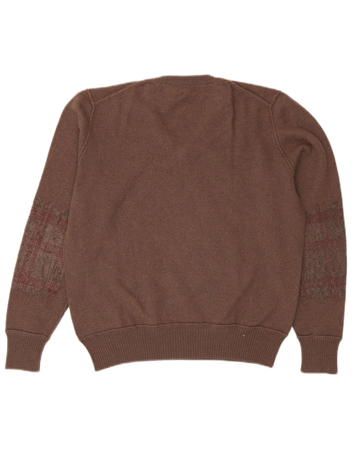 GAS Womens V-Neck Jumper Sweater UK 14 Medium Brown Wool