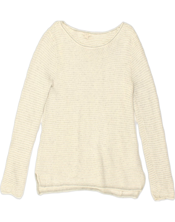 J. CREW Womens Crew Neck Jumper Sweater UK 14 Medium Beige Viscose | Vintage J. Crew | Thrift | Second-Hand J. Crew | Used Clothing | Messina Hembry 
