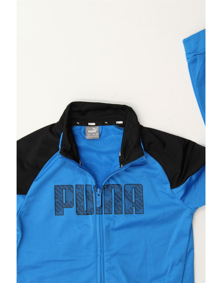 PUMA Boys Graphic Tracksuit Top Jacket 9-10 Years Medium Blue Colourblock Vintage Puma and Second-Hand Puma from Messina Hembry 