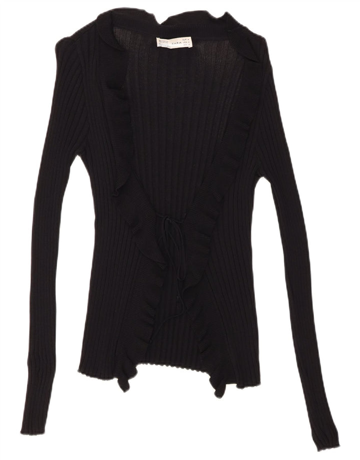 Zara Womens Cardigan Top UK 12 Medium Black