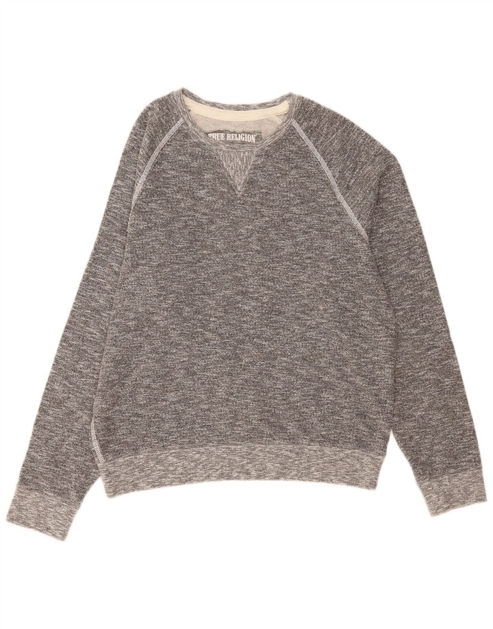 True Religion Mens Sweatshirt Jumper XL Grey Flecked Cotton