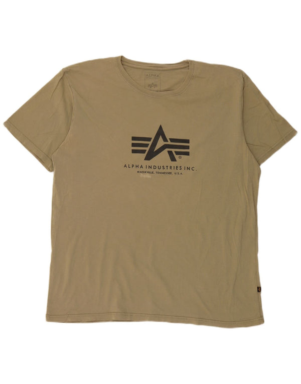 Camiseta gráfica masculina Alpha Industries Top 4XL algodão cáqui