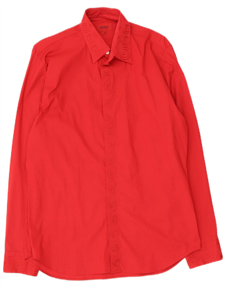 Hugo Boss Mens Shirt Medium Red Paisley Cotton