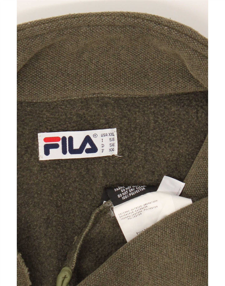 Fila Mens Zip Neck Sudadera Jumper 2XL Caqui Poliéster