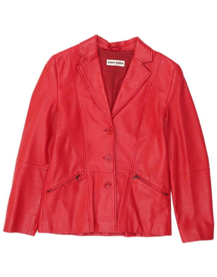 Gerry Weber Dame Læderjakke UK 12 Medium Rødt Læder