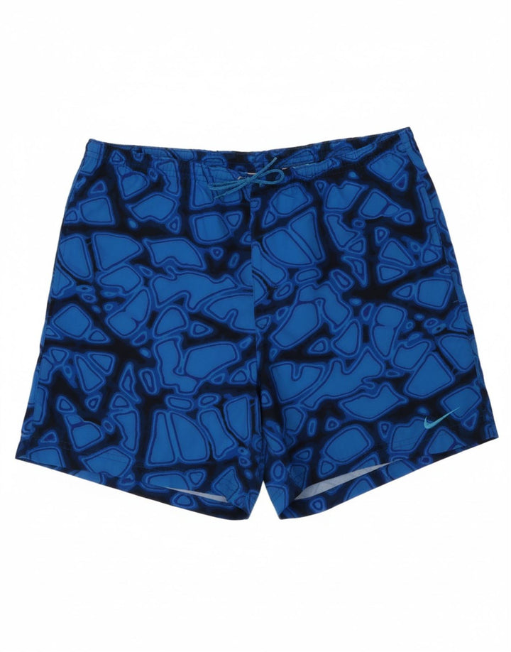 NIKE Womens Abstract Pattern Sport Shorts US 4/6 Small  Blue Polyamide Vintage Nike and Second-Hand Nike from Messina Hembry 