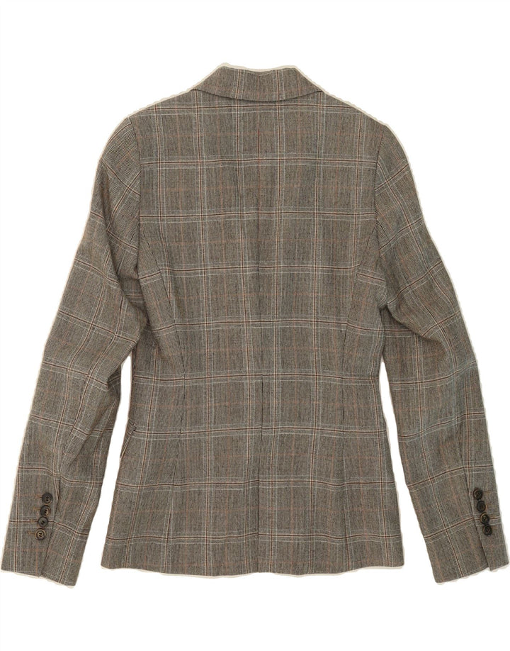 MASSIMO DUTTI Womens 1 Button Blazer Jacket EU 38 Small Grey Check Cotton Vintage Massimo Dutti and Second-Hand Massimo Dutti from Messina Hembry 