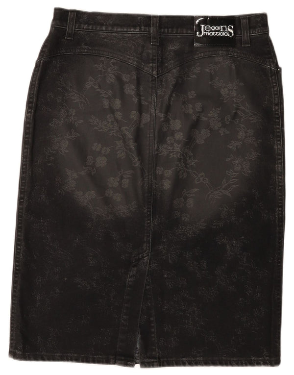 Jegains Mattiolo Damen Jeansrock W31 Medium Black Floral Cotton