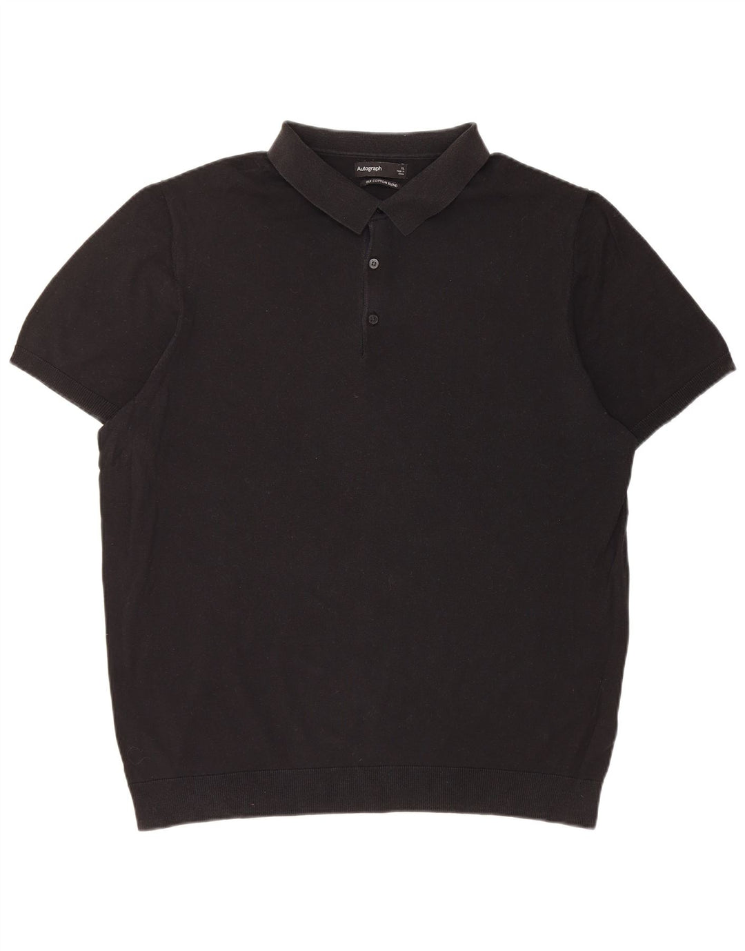 Marks & Spencer Mens Polo Shirt XL Black Silk