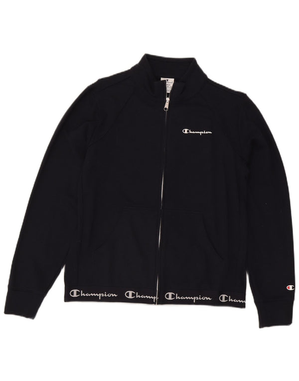 Champion Veste de survêtement graphique pour femme UK 16 Large Bleu marine Coton