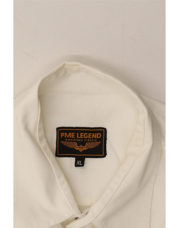 PME LEGEND Mens Graphic Shirt XL White Vintage Pme Legend and Second-Hand Pme Legend from Messina Hembry 