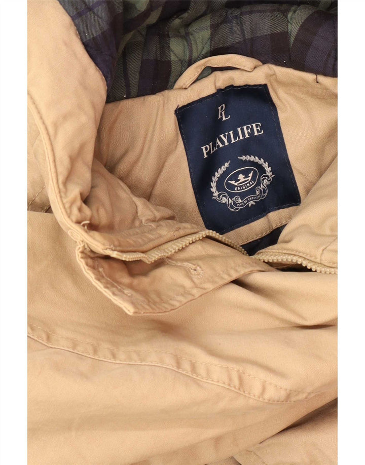 Playlife Womens Hooded Parka Jacket UK 12 Medium Beige